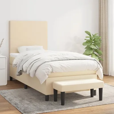 Produktbild von Cloris Designermöbel Boxspringbett mit Matratze Creme 90x190 cm Stoff 2024 Neu