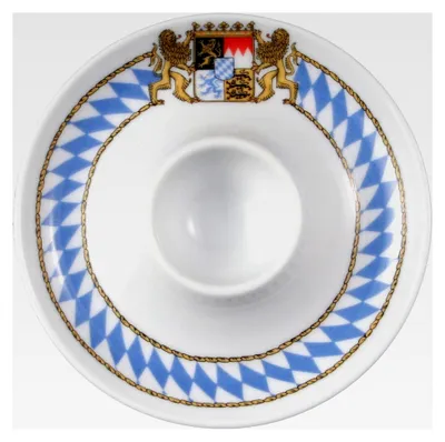 Produktbild von Eierbecher mit Ablage, 12 cm, Runder Eierteller im traditionellen Design, Spülmaschinen- und Mikrowellenfest, Porzellan