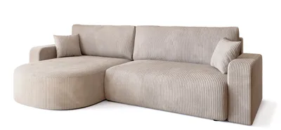 Produktbild von BroMARKT Ecksofa BISK Schlaffunktion Bettkasten L-Form 120x200 cm Vanille