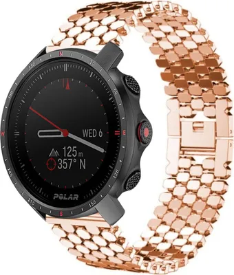 Produktbild von Strap-it Stahlarmband - Kompatibel mit Polar Grit X ProArmband Ersatzarmband Edelstahl Armband mit schmetterlingsverschluss Sportuhr zubehör für smartwatch 22mm Armband Rosa Gold