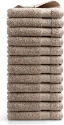 Produktbild von DoubleDry Hotel Kollektion Handtücher Set - 12 Teilig - 100% Baumwolle - 500 g/m² - Weich - 50x100 cm - Taupe
