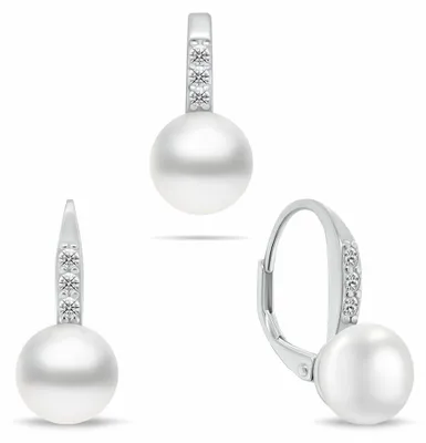 Produktbild von Charmantes Silberschmuckset mit Perlen SET291W ( Ohrringe, Anhä nger)