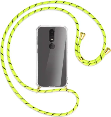 Produktbild von Handykette Backcover-Schutzhülle mit Band (Metall goldfarben) für Nokia 4.2 - neongelb