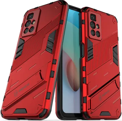 Produktbild von Armor Hülle für Xiaomi Redmi 10, Hybrid PC TPU Bumper Stoßfestes Schutzhülle mit Standfunktion Rot