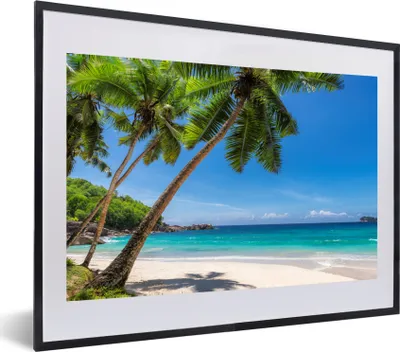 Produktbild von MuchoWow® MuchoWow® Gerahmtes Poster Strand - Palme - Meer - Insel 60x40 cm - Poster mit zchwarzem Bilderrahmen - Schlafzimmer - Plakat in Rahmen - Drucken