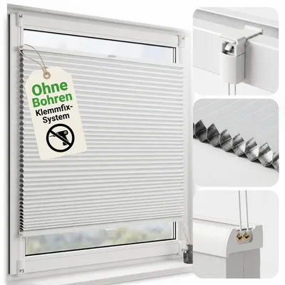 Produktbild von Wabenplissee Klemmfix ohne Bohren Thermo Plissee verspannt verdunkelnd blickdicht Weiß 80x120cm,Fenster Tür Sonnenschutz Hitzeschutz Doppelplissee