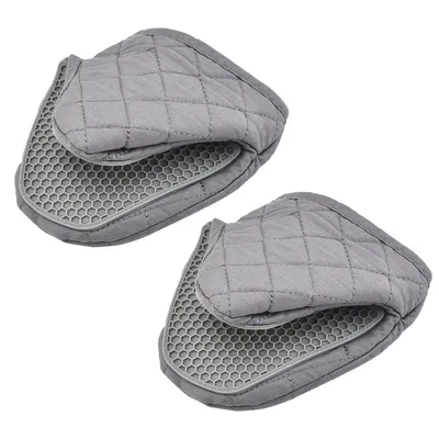 Produktbild von Ofenhandschuhe Hitzebeständige Topflappen Topfhandschuhe mit Anti Gestreift kochhandschuhe für Kochen Backen,(grau)