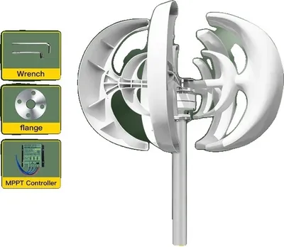 Obrázok produktu pre Vertikálny veterný turbogenerátor, výkon 1000 W, výroba energie zdarma, 12V, bezplatný regulátor Mppt, 1000W