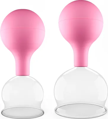 Produktbild von Pulox Schröpfgläser Set aus Echtglas 2 Stück. 5,2cm und 6,2cm Pink