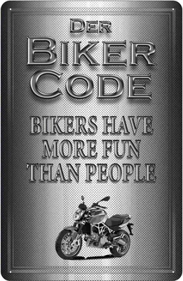 Produktbild von vianmo Blechschild 30x20 cm Motorrad Biker Code more fun people Auto Garage Werkstatt