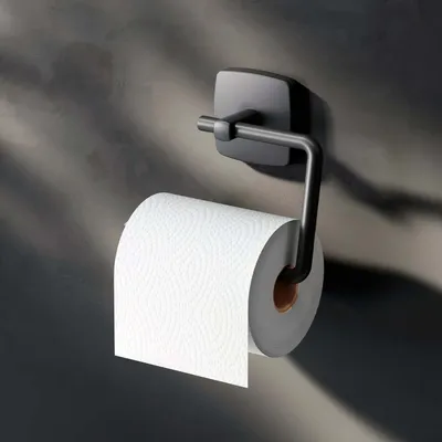 Image de Distributeur de papier toilette mural sans percer adhésif Distributeur de papier toilette en acier inoxydable Distributeur de papier toilette pour salle de bain en acier inoxydable, noir mat