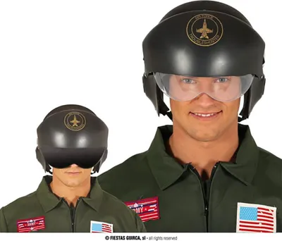 Produktbild von Pilot Karneval Accessoire Retro Fliegerhelm Schwarz Gold Abenteuer Mission Hingucker Stylischer Look, Farbe: Schwarz