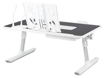 Obrázok produktu pre Prenosný stolík na notebook, výškovo a uhlovne nastaviteľný, s ventilátorom, USB portami a zásuvkou, rozmer 60x40x26-39 cm, čierna farba