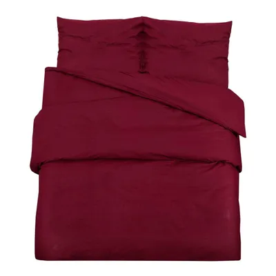 Zdjęcie produktu dla vidaXL Komplet pościeli Bordeaux czerwony 155x220 cm bawełna
