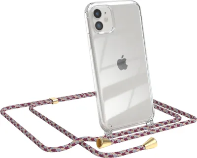 Produktbild von EAZY CASE Handykette kompatibel mit Apple iPhone 11, Handyhülle mit Umhängeband, Handykordel, Schutzhülle Clear, Band in Rot