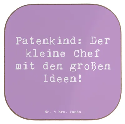 Produktbild von Mr. & Mrs. Panda Tischuntersetzer Spruch Patenkind Chef - Lavendeltraum - Geschenk, gläseruntersetzer, Familie, Geburtstage, Patenschaft, Humor, Coaster, Fürsorge, Liebe