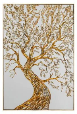 Produktbild von DRW Leinwandbild mit Baum in Gold und Braun, 80 x 120 x 3,7 cm