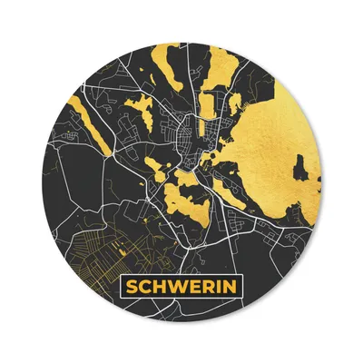 Produktbild von MuchoWow® Mauspad Mousepad Schwerin - Gold - Stadtplan - Karte - Deutschland 50x50 cm - Mousepads - Maus Mat - Pad - Mausunterlage - Vinyl