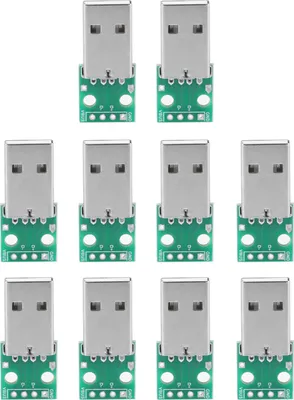 Imagen del producto de 10 adaptadores de placa para conectar un conector USB tipo A macho a una placa DIP, con 4 pines y un espaciado de 2,54 mm