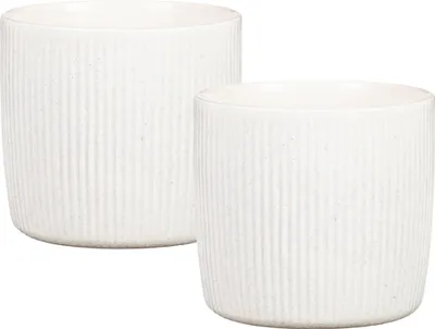 Produktbild von Scheurich Solido Linea, Blumentopf 2er Set aus Keramik, Farbe: Perla, 15 cm Durchmesser, 13,7 cm hoch, 1,9 l Vol.