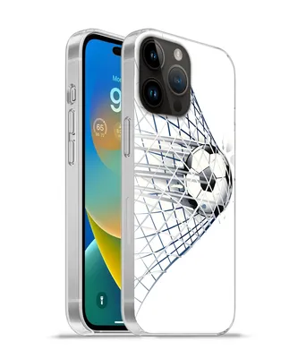 Produktbild von MuchoWow® Handyhülle Schutzhülle Hülle für Apple iPhone 14 Pro - Softcase Eine Illustration eines Fußballs, der ins Tor geht - Jungen - Mädchen - Kinder Silikon Softcase Handy Hülle - Umschlag