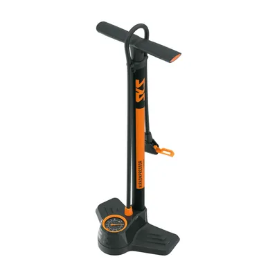 Produktbild von SKS Standpumpe Airkompressor Compact 10 bar DV/SV/AV, 600 mm, mit Manometer, schwarz/orange