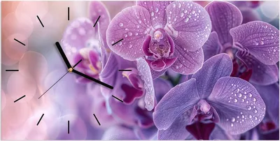 Produktbild von Wanduhr aus Glas mit Motiv Orchideenblüten- 60 x 30 cm - inkl. Aufhängesystem