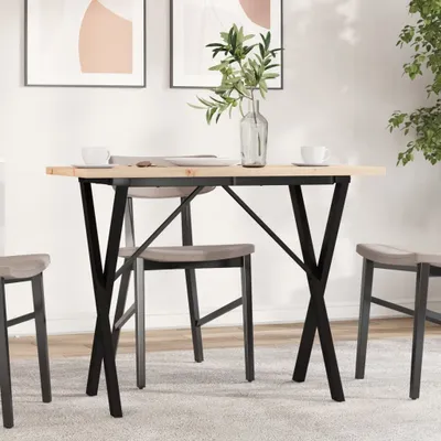 Produktbild von Eleganten-Stil Esstisch X-Gestell 100x50x75,5 cm Massivholz Kiefer & Gusseisen Stehtische & Bistrotische DE432037