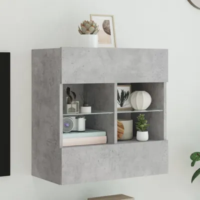 Produktbild von TV-Wandschrank mit LED-Leuchten Betongrau 58,5x30x60,5 cm 837095