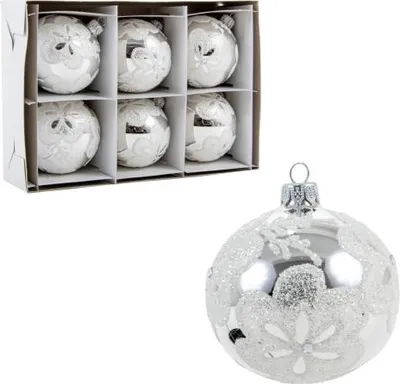 Zdjęcie produktu dla Bombki szklane białe 80 mm zestaw 6 sztuk