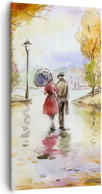 Produktbild von Bild auf Leinwand - Leinwandbild - Wetter regen herbst park - 65x120cm - Wand Bild - Wanddeko - Leinwanddruck - Bilder - Kunstdruck - Wanddekoration - Leinwand bilder - Wandkunst - PA65x120-2914
