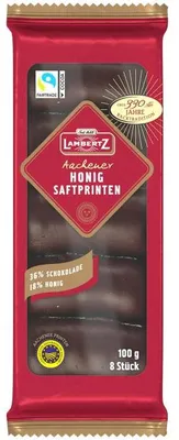 Produktbild von Lambertz Aachener Honig Saftprinten mit Zartbitter Überzug 100g