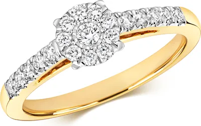 Produktbild von Funkelndes Feuer Edler 9 Karat (375) Gold Solitär Verlobung Diamant Damenring Brillant-Schliff 0.37 Karat H - I1, 55 (17.5); TRS211909KYRSO