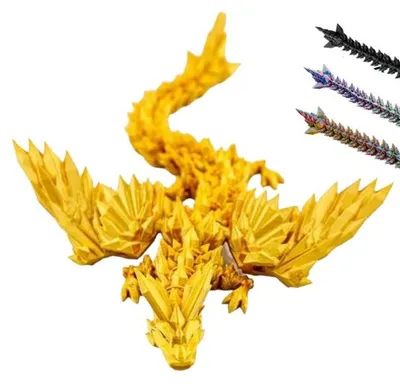 Produktbild von 3D Drache mit Flügeln - 20 cm – Gold