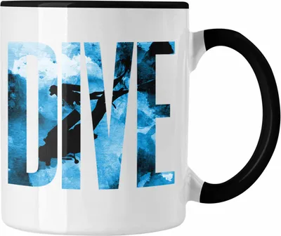 Produktbild von Trendation - Tauchen Tasse Geschenk DIVE Taucher Geschenkidee Tauchlehrer (Schwarz)