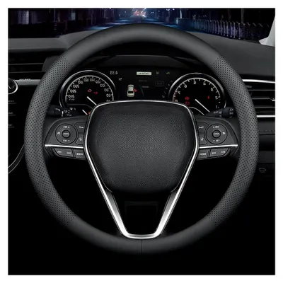 Produktbild von Nappa Premium Leder Auto Lenkradbezug rutschfest atmungsaktiv Universal 38,1 Schwarz