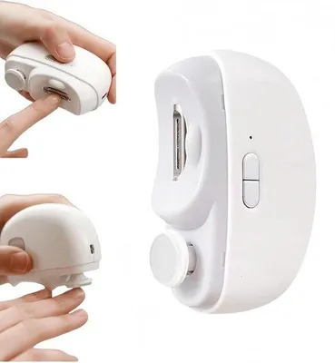 Imagen del producto de Cortador de uñas automático para bebés y personas mayores. Diseño portátil para manicura y cuidado de las uñas. Ideal para viajes. Color: blanco