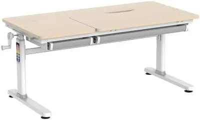 Produktbild von Kinderschreibtisch Höhenverstellbar, 120x60 cm Schreibtisch Kinder, Kinderschreibtische ab 6 Jahren Kinder, Neigbare Tischplatte mit Schubladen, Verstellbar 54-76cm (Holz)