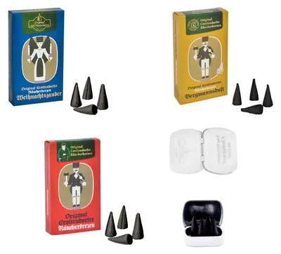Produktbild von Crottendorfer Räucherkerzen 3er Set - Sondereditionen - festliche Traditionsdüfte - je 24 Stück - Inkl. 4 Haamitkerzle