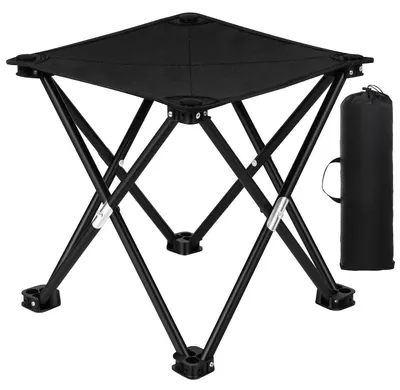 Produktbild von Campinghocker Klapphocker Faltstuhl - Belastbar bis 90 kg - 32,5 x 32,5 x 33,5 cm - Mit Tragetasche