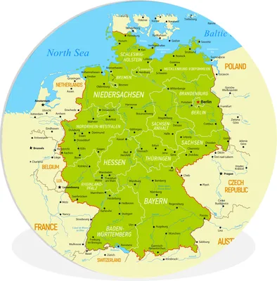 Produktbild von MuchoWow® Rundes Wandbild - Runde Bilder Bunte Deutschlandkarte Ø 90 cm Kreis Wanddekoration Kunststoff - Wandkreis - Wandschmuck - Wand-Kreis - Wohnzimmer - Bild - Runde - Wanddeko - Dibond - Kunstdrucke