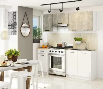 Immagine prodotto di Cucina lineare 180 cm VERMINA - cemento / bianco