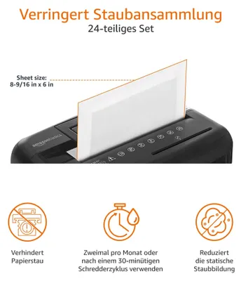 Produktbild von Amazon Basics Mikroschnitt Aktenvernichter Schmiermittelblätter 24er-Pack Weiß