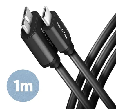Obrázek produktu pro Axagon BUMM3-CM10AB, 1 m, Micro-USB B, USB C, USB 3.2 Gen 1 (3.1 Gen 1), 5 Gbit/s, Černá