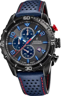 Obrázek produktu pro Festina kožené sportovní pánské hodinky F20519/3 řemínek hodinky modrý chronograf D2UF20519/3
