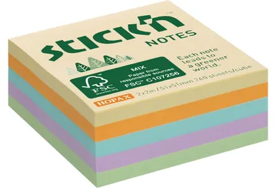 Produktbild von Samolepiaci bloček Stick’n Hopax mini, 51x51 mm, lúčny mix pastelových farieb, 240 lístkov