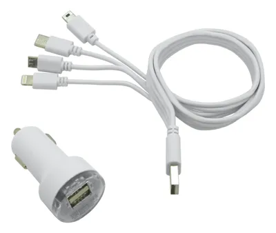 Image de Compass 07680 - Chargeur de téléphone 12V 2,1A (Iphone, miniUSB, microUSB, USB-C)
