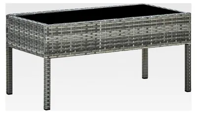 Produktbild von Gartentisch Grau 75x40x37 cm Poly Rattan Balkontisch Klein