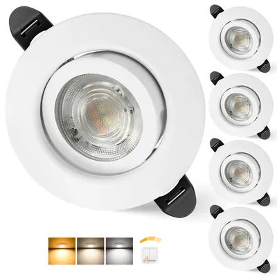 Image de Ensemble de 4 spots LED encastrés dimmables, 5,5W IP44 pour salle de bain et salon