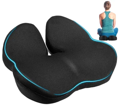 Obrázek produktu pro Ortopedický polštář na kostrč, ergonomický polštář pro kancelářskou židli, herní židli, invalidní vozík, černý
